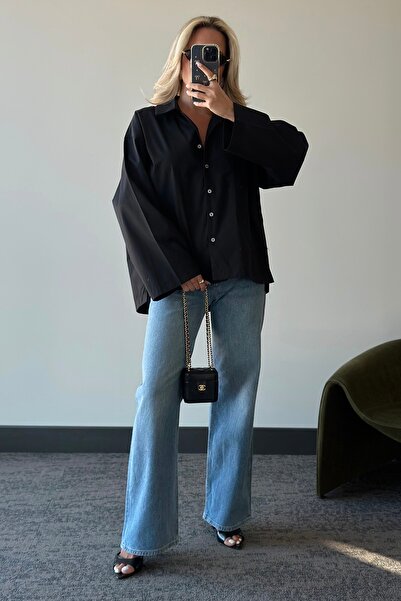 Laluvia Black Oversize Shirt - 4952