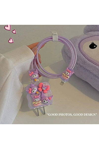 Favors 18W/20W Uyumlu Şarj Aleti Kılıfı, Adaptör Ve Kablo Koruyucu Rengarenk Sevimli Figürler