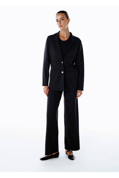 Knitss Extrafıne Merino Yün Karışımlı Triko Ceket Siyah