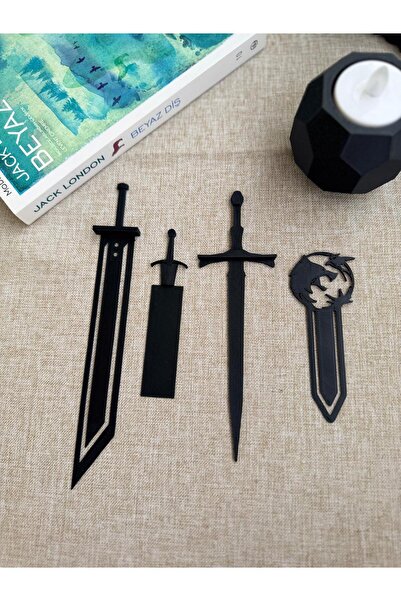TODEKORA Set de 4 semne de carte cu design de sabie Witcher - Set de colecție...