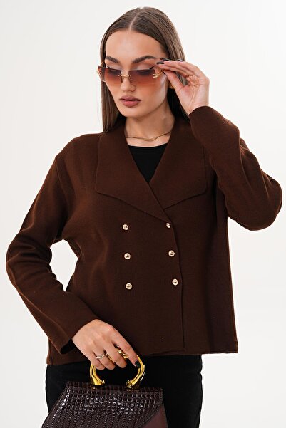 ŞİMAL Women's Button Closure High Neck Cardigan 255093 -