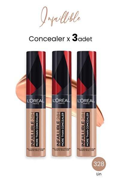 L'Oreal Paris لوريال باريس إنفيليبل 24H مور ثان مور ثان كونسيلر 328 لين × 3 قطع
