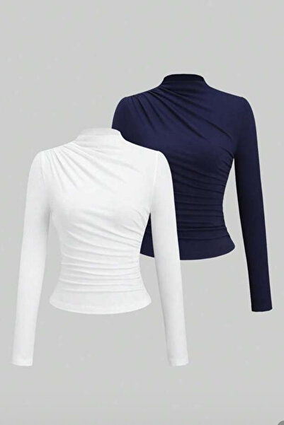 Cockatoo Ženska bluza sa drapiranjem i nabranim dijelovima, dvodijelna, boje ...