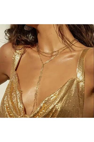 derokas Y Necklace Atac Steel Non-Tarnish 316 L Stylish Elegant Trend Model