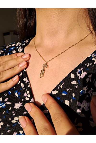 FLOREKS Atatürk İmza Kolye | Zirkon Taşlı Gold Kaplama