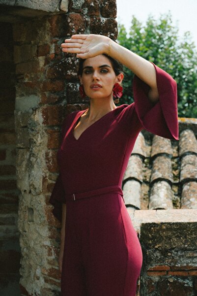 Stylove Salopetă cu picioare drepte și mâneci decorative