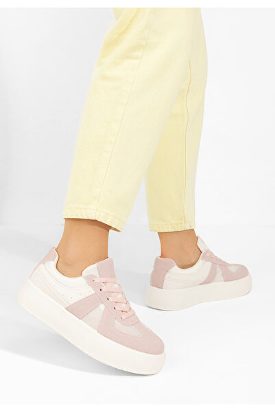 B T Shoes Ružové dámské tenisky na klínku Fyonna