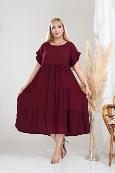 mervemoda Women's Large Size Sleeveless Summer Dress