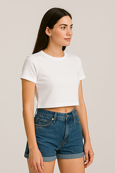 Salvia Dione Bluză crop oversize pentru femei, 100% bumbac – țesătură elastică confortabilă, top elegant pentru 4 anotimpuri