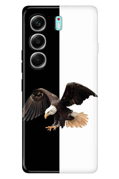 TECNO Camon 40 Pro 5G CM7 Uyumlu Kılıf Art Silikon Baskılı TPU Siyah Beyaz Parçalı