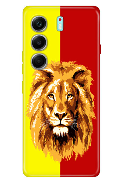 TECNO Camon 40 Pro 5G CM7 Uyumlu Kılıf Renkli Silikon Baskılı TPU Sarı Kırmızı Parçalı Aslan