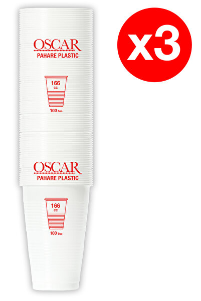 Oscar – Plastic Cups 166cc – 3 x 100 Pieces