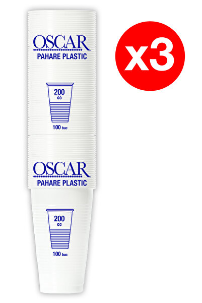 Oscar – Plastic Cups 200cc – 3 x 100 Pieces