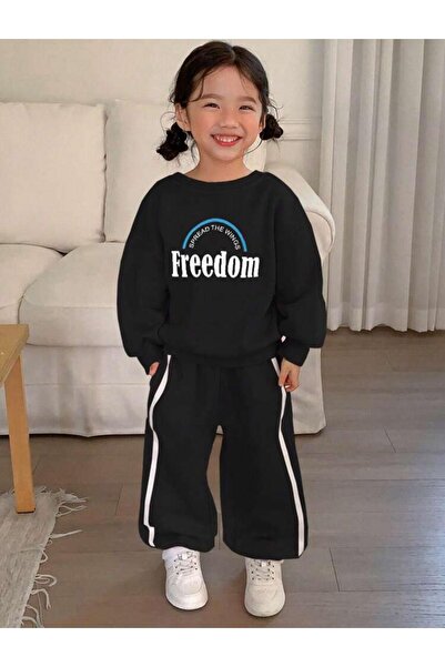 YARENKİDS Girls' Winter Thick Tracksuit Set 3-10 Years Old