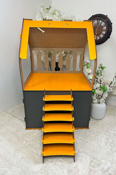 Genel Markalar 3XL Köpek Evi – Antrasit-Turuncu 3 mm MDF, Küçük Irklar İçin, 91×84×58 cm