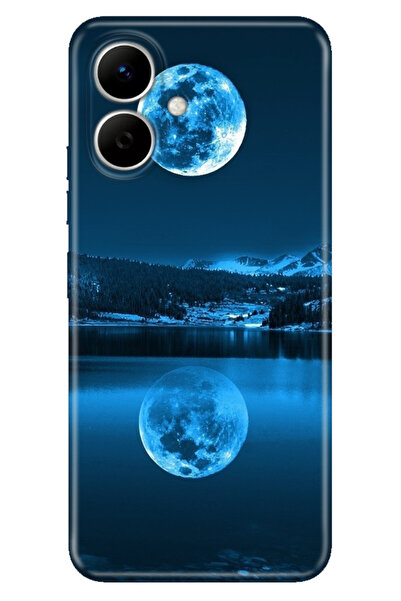 TECNO Spark Go 2 (KM4) Uyumlu Kılıf Renkli Silikon Baskılı TPU Dolunay Deniz