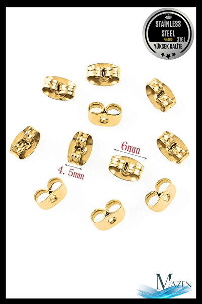 MAZEN Gold Color Steel Antiallergic Earring Back |   Set of 10 |   Durable and Non-Tarnishing Replacement Apparatus