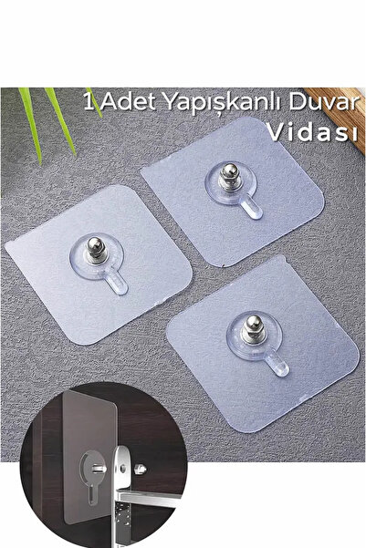 AYGÖREN HOME Pratik 1 Adet Güçlü Yapışkanlı Duvar Vidası Matkap Delme Yok - Elbise Çervece Askısı Çivi