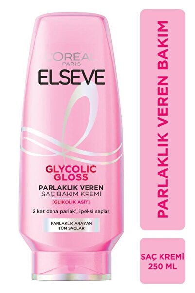 ELSEVE Glycolic Gloss Parlaklık Veren Saç Bakım Rutini Seti: Şampuan, Saç Kremi, Bakım Spreyi