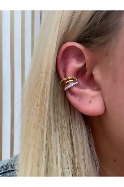 Hicrans Takı ÇİFT RENKLİ VİP SERİ EAR CUFF KIKIRDAK KÜPE