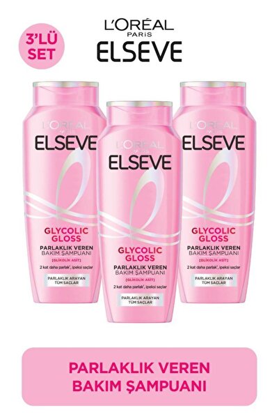 ELSEVE 3'lü Glycolic Gloss Core Parlaklık Veren Bakım Şampuanı 300ml