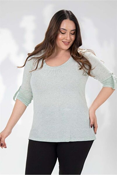 Roxxlen Μπλούζα με οβάλ λαιμόκοψη μεγάλου μεγέθους