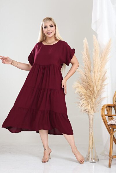 mervemoda Women's Large Size Sleeveless Summer Dress