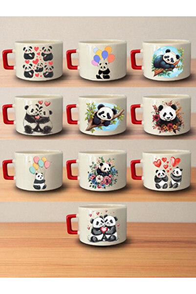 lili hediyelik Pandas Themed Set of 10 Coffee Cups - Birthday Gift, Souvenir ...