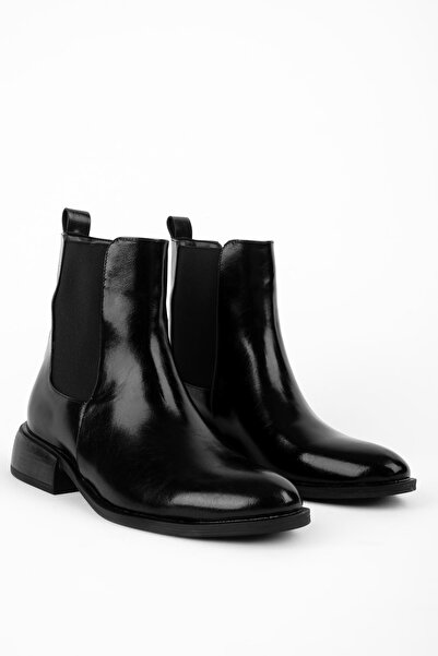 Lal Shoes & Bags Sandy Kadın Yanları Lastikli Sivri Burunlu Bilek Boy Bot-R.SİYAH