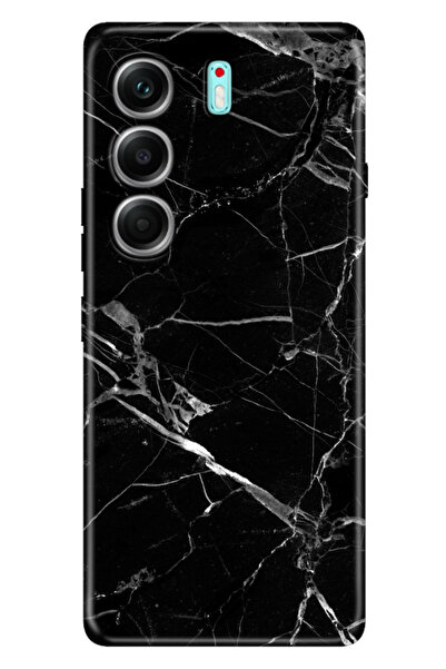 TECNO Camon 40 Pro 5G CM7 Uyumlu Kılıf Renkli Silikon Baskılı TPU Mermer Siyah