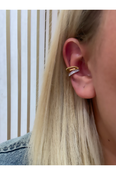 Hicrans Takı ÇİFT RENKLİ VİP SERİ EAR CUFF KIKIRDAK KÜPE