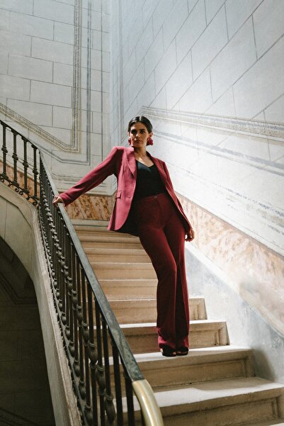 Stylove Women's wide-leg trousers with creases