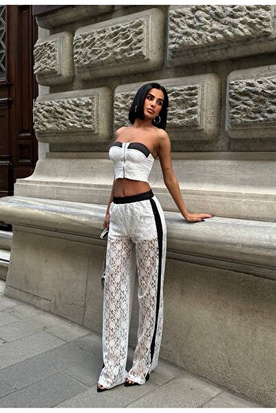 GLAMMOSS L'Atelier Lace Strapless Bustier Pants Set Glm-449