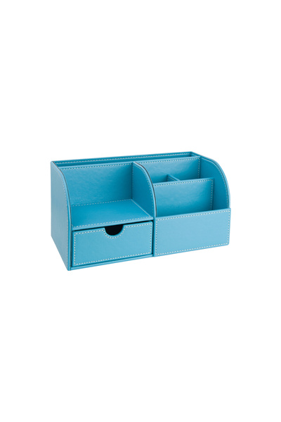2K Desktop Organizer, Pen Holder, Remote Control, Cube Block Holder, Tablet Holder, Bookshelf, 6 Compartments, Drawer, Desktop