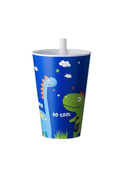 SOHO Cana cu pai nedetașabil, plastic, 400 ml, design dinozaur, multicolor