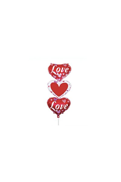 SOHO Set 3 baloane in forma de inima, Love, dimensiune 50 cm, Rosu