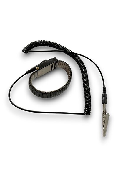 ELEKTROMALL ESD Antistatik Metal Siyah Bileklik Kablolu 2MT