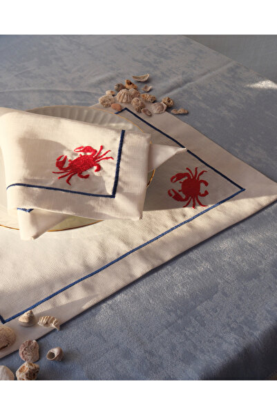 Elegancembroidery Peçeteli Amerikan Servisi, Nakışlı Peçete (4'lü set)