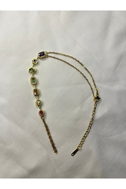 Fam&Co Jewelry سوار شاهميران أنيق مرصع بالأحجار الكريمة متعددة الألوان بلون ذهبي