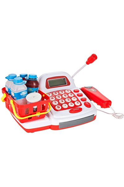 SOLTOY Casa de marcat cu cos de cumparaturi si display electronic, sertar, microfon, scanner de produse