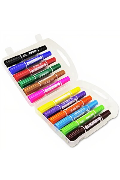 OEM Set 12 carioci, cu 2 capete, multicolor, 14 cm