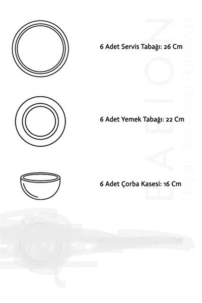 Erbaşlar Pınkes Gold Yuvarlak 18 Parça 6 Kişilik Lüx Yemek Takımı Seti Yemek Seti