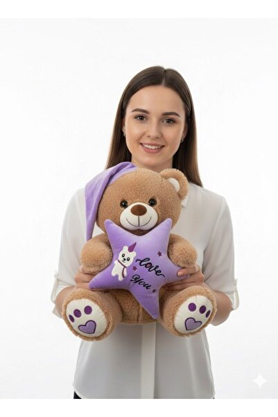 hediyecik Peluş Yıldız Yastıklı Sevimli Peluş Ayıcık 35 Cm