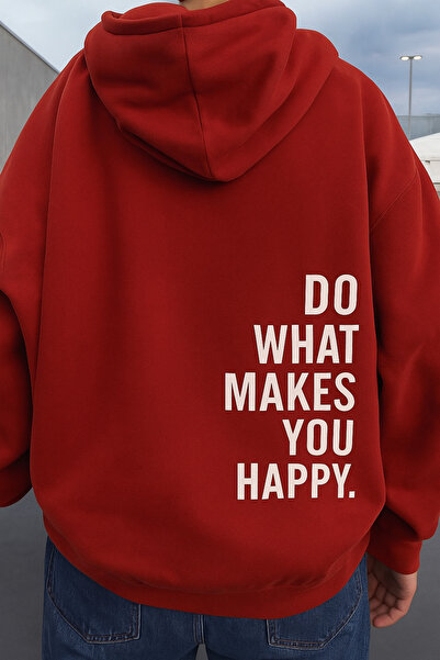 SVART WEAR Do What Makes You Happy Oversize Pamuklu Hoodie Kapüşonlu Sweatshirt Baskılı