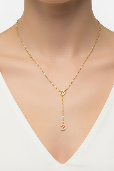 Atolyezone Z Harfi 316l Paslanmaz Çelik Kolye Kalpli Dekolte Yeni Sezon Kişiye Özel Kolye Hediye Kutulu