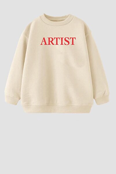 Monila Unisex Çocuk Baskılı 3 İplik Kumaş Pamuklu Sweatshirt