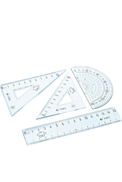 OEM Trusa geometrie, 4 instrumente, rigla 15 cm, plastic