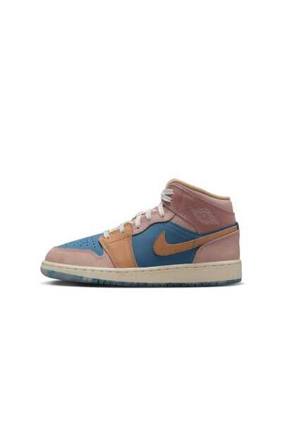 Nike Air Jordan 1 Mid Ss Çocuk Sneaker Ayakkabıs / Dar Kalıp (Blue Sport )