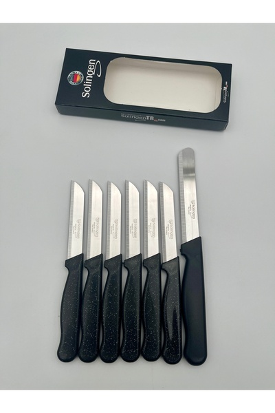 Solingen Orijinal Klever Simli 6 Adet Meyve Bıçağı 1 Micro Sebze Doğrama Siyah