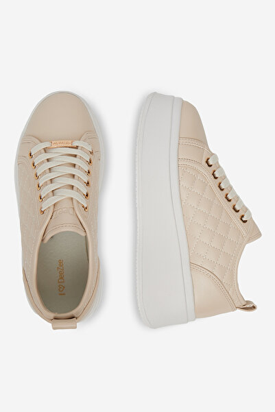 DeeZee Women's Sneakers low beige flat, with platform 40